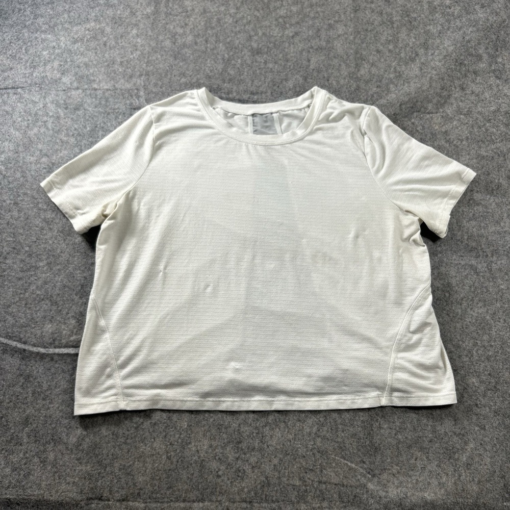 Lululemon Top Womens 6 Cropped White Tee Athletic Running Mesh